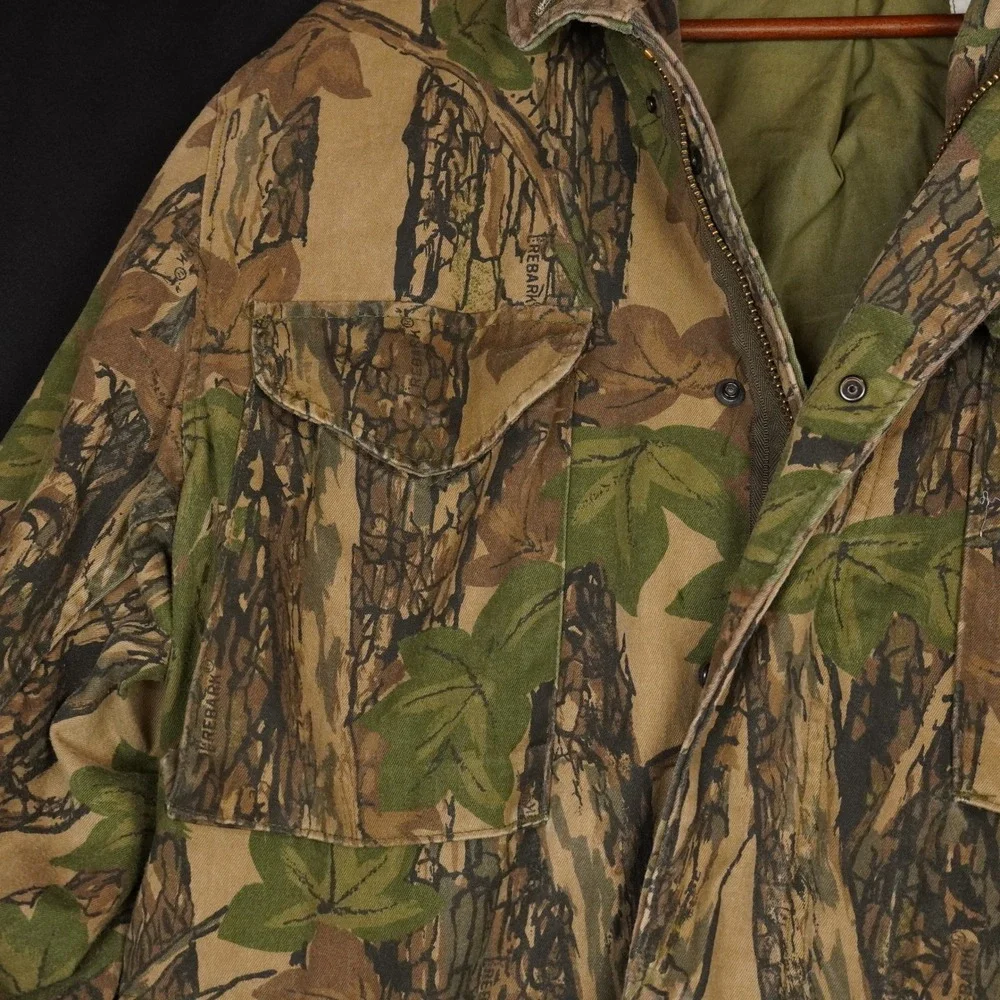 90s Golden Mfg Trebark Camo Field Jacket Mens Medium Regular Brown Green Hunting